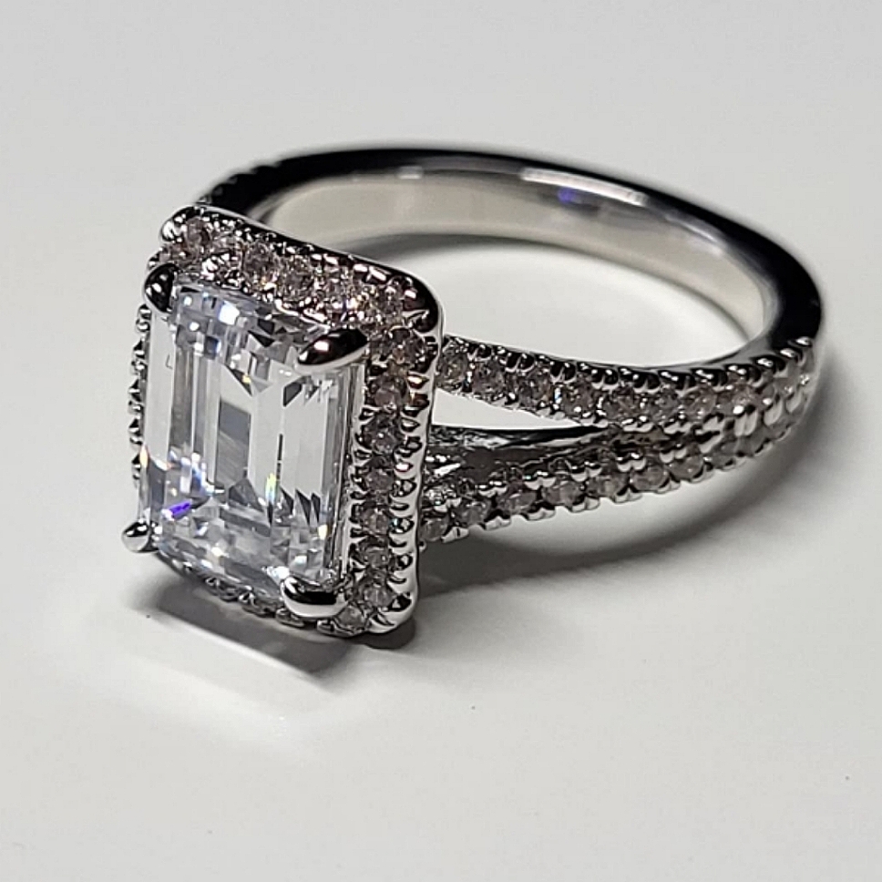Stunning Emerald Cut Cz Diamond Simulated Ring